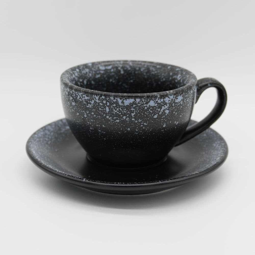 Hrnek s podšálkem CAPPUCCINO 200 ml černá/bílá